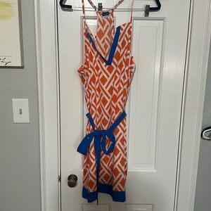 Mud Pie Orange and white chevron dress size large